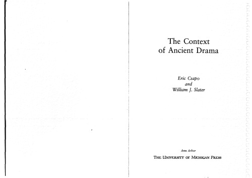 The Context of Ancient Drama