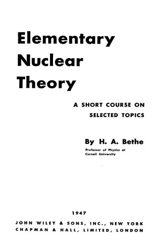 Elementary Nuclear Theory