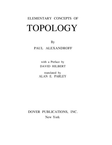Elementary Concepts of Topology