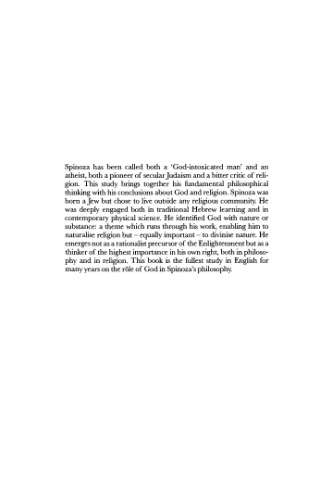 The God of Spinoza: A Philosophical Study