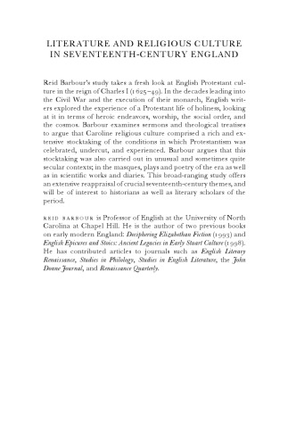 Literature and Religious Culture in Seventeenth-Century England