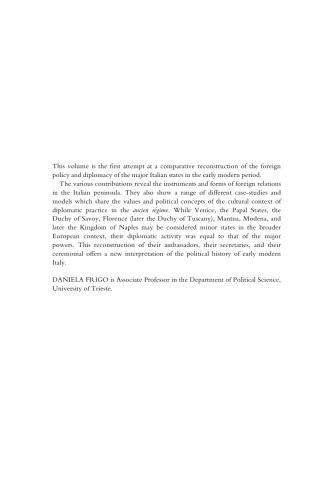 Politics and Diplomacy in Early Modern Italy: The Structure of Diplomatic Practice, 1450-1800