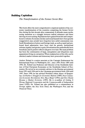 Building Capitalism: The Transformation of the Former Soviet Bloc