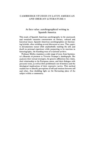 At Face Value: Autobiographical Writing in Spanish America