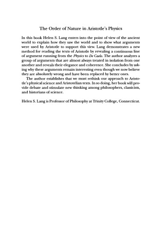 The Order of Nature in Aristotle's Physics: Place and the Elements