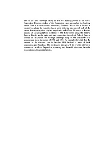 The Banking Panics of the Great Depression (Studies in Macroeconomic History)
