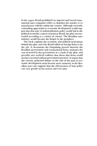Engines of Growth: The State and Transnational Auto Companies in Brazil