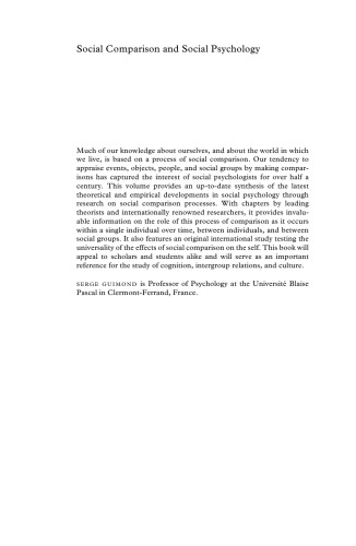 Social Comparison and Social Psychology: Understanding Cognition, Intergroup Relations, and Culture