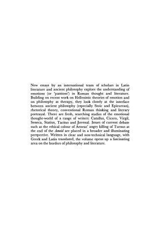 The Passions in Roman Thought and Literature