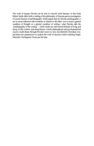 Derrida and Autobiography