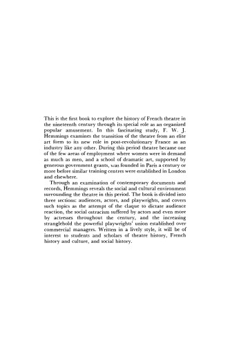 The Theatre Industry in Nineteenth-Century France