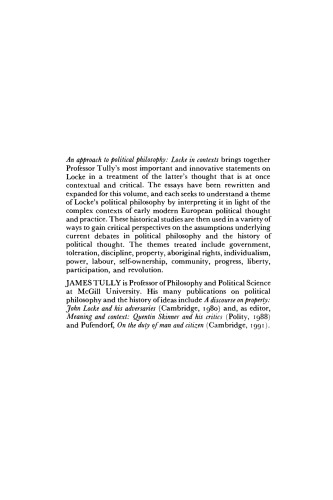 An Approach to Political Philosophy: Locke in Contexts (Ideas in Context)