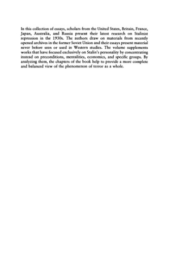 Stalinist Terror: New Perspectives