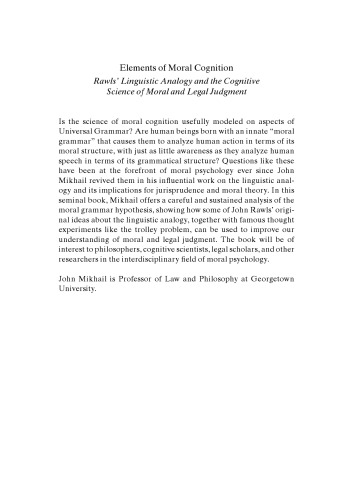Elements of Moral Cognition