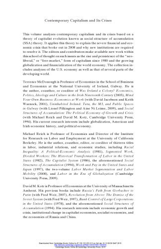 Contemporary Capitalism and its Crises: Social Structure of Accumulation Theory for the 21st Century