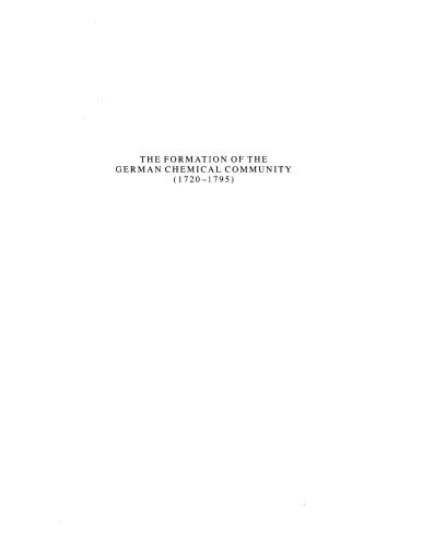 The formation of the German chemical community (1720-1795)