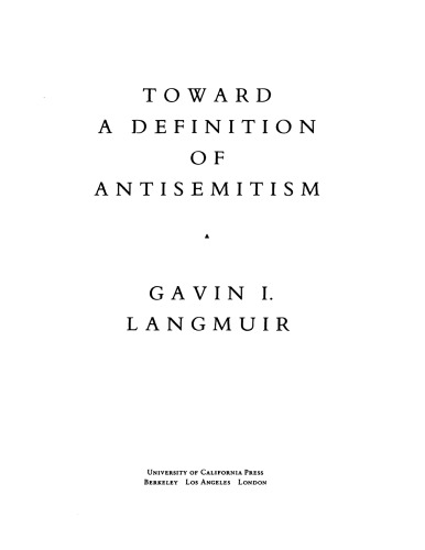 Toward a definition of antisemitism