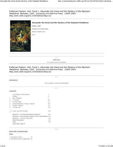 Alexander The Great And The Mystery Of The Elephant Medallions