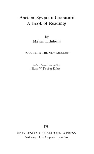 Ancient Egyptian Literature, Volume II: The New Kingdom