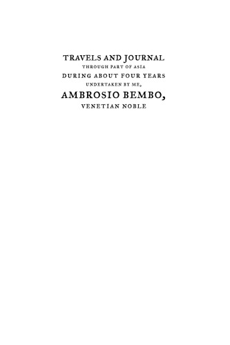 The Travels and Journal of Ambrosio Bembo