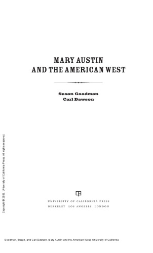 Mary Austin and the American West