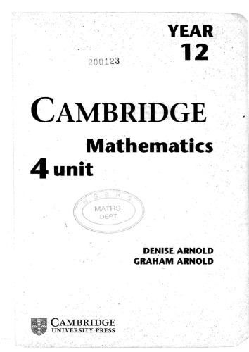 Cambridge mathematics 4 unit mathematics year 12