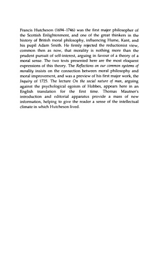 Hutcheson: Two Texts on Human Nature