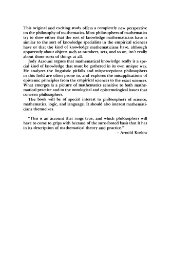 Metaphysical Myths, Mathematical Practice: The Ontology and Epistemology of the Exact Sciences