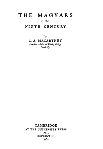 The Magyars in the Ninth Century