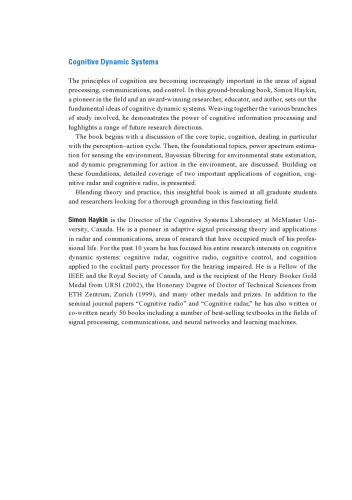 Cognitive dynamic systems : perception--action cycle, radar, and radio
