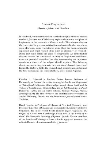 Ancient Forgiveness Classical, Judaic, and Christian