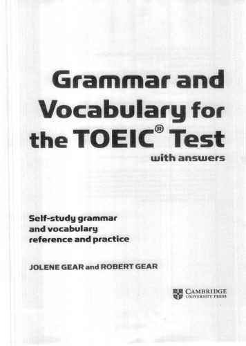 Grammar and Vocabulary the TOEIC Test with answers