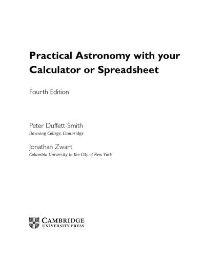 Practical Astronomy with your Calculator or Spreadsheet
