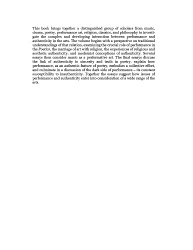 Performance and authenticity in the arts