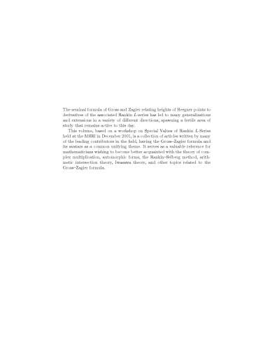 Heegner Points and Rankin L-Series