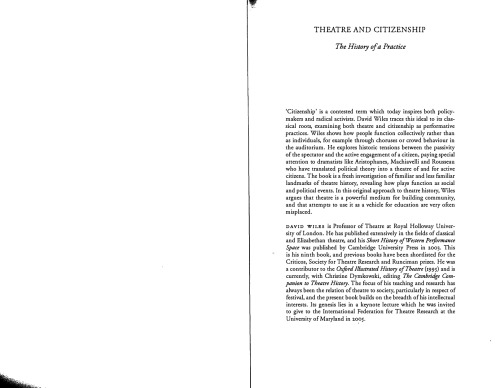 Theatre and citizenship : the history of a practice