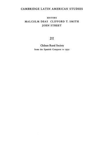 Chilean rural society from the Spanish conquest to 1930