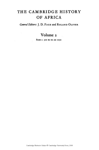 The Cambridge History of Africa (500 BC-AD 1050)