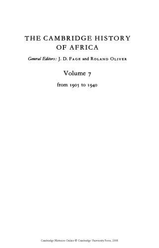 The Cambridge History of Africa (1905-1940)