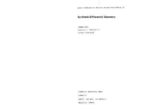 Synthetic differential geometry