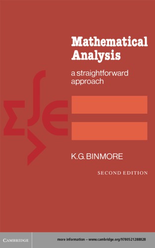 Mathematical analysis: a straightforward approach