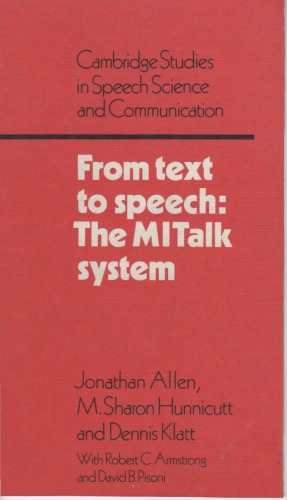 From text to speech : the MITalk system