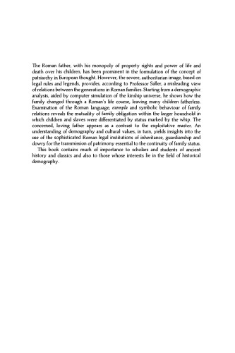 Patriarchy, Property and Death in the Roman Family