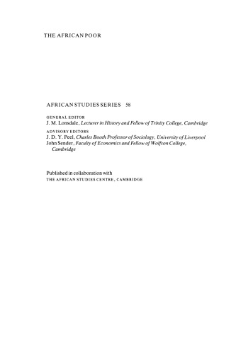 The African Poor: A History (African Studies)