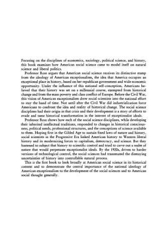 The Origins of American Social Science (Ideas in Context)