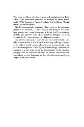 Ernst Kurth: Selected Writings