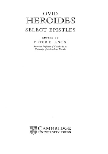 Ovid: Heroides (select epistles)