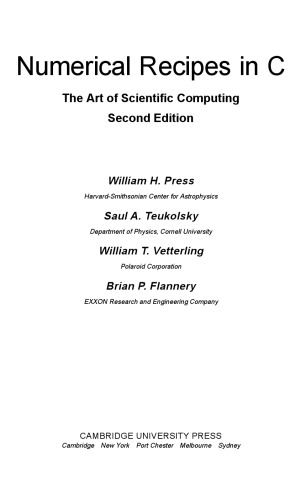 Numerical Recipes in C: The Art of Scientific Computing