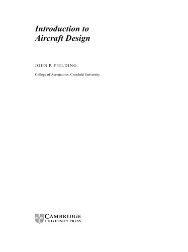 Introduction to Aircraft Design (Cambridge Aerospace Series)