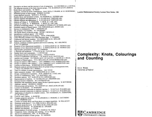 Complexity: Knots, Colourings and Countings